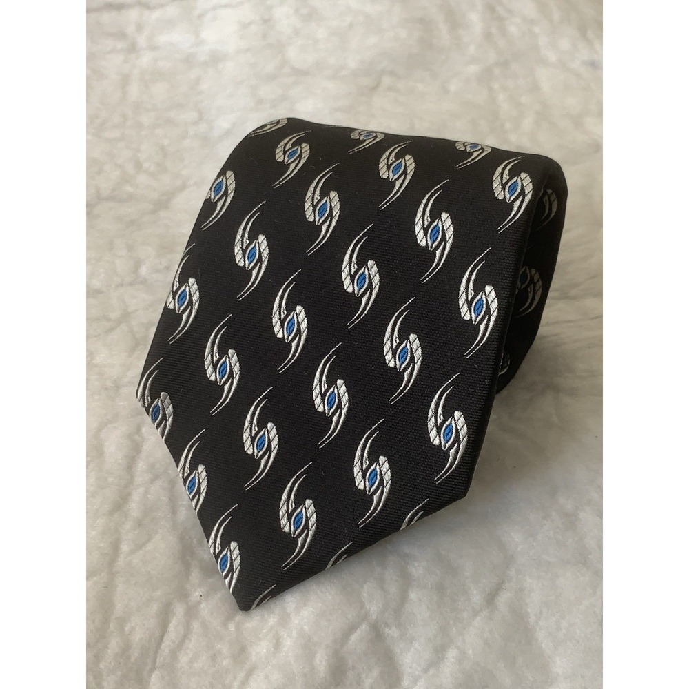 NWOT Phineas Cole 100% Silk TIE Eye Design Black White Blue Made In USA